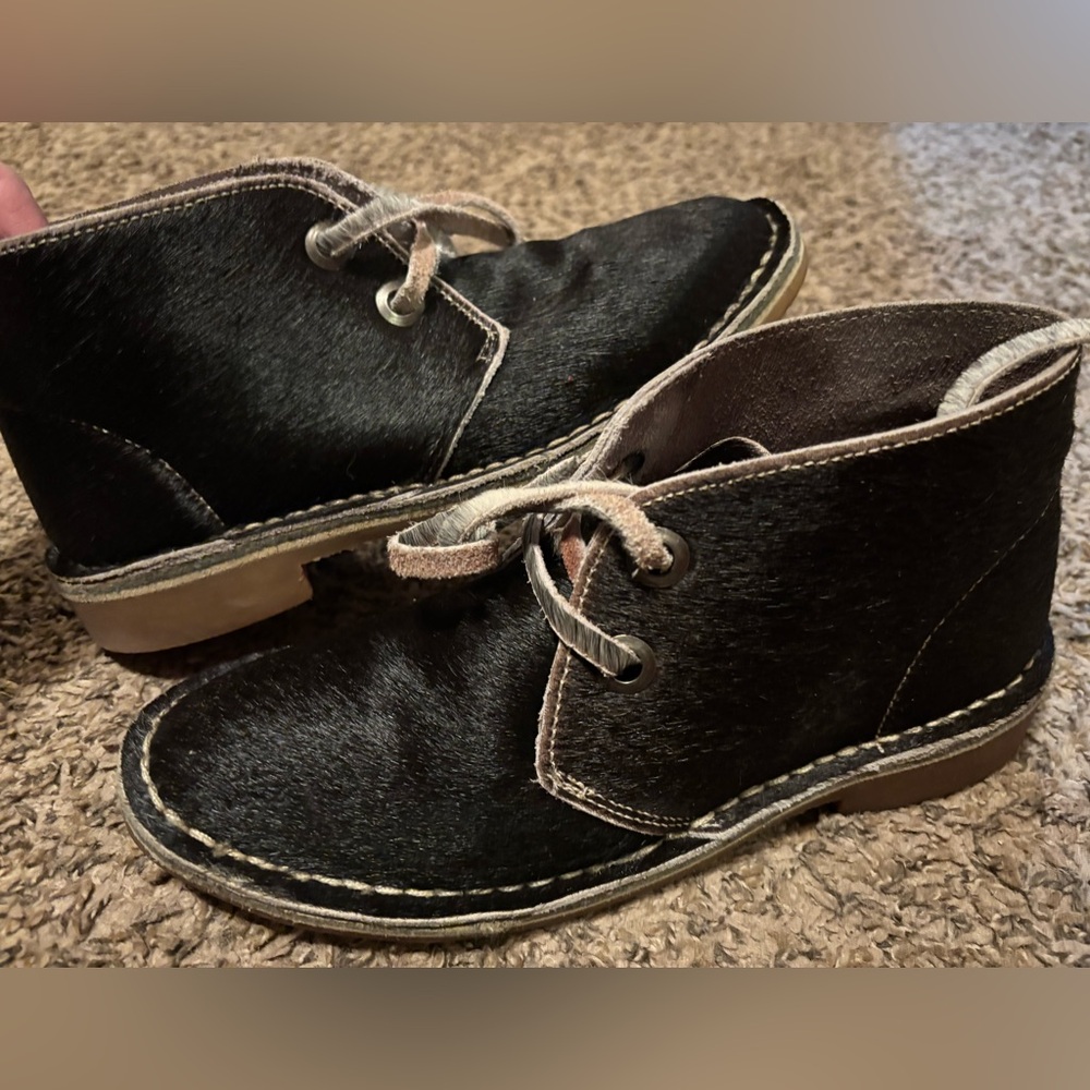 Uwezo Cowhide Calf Hair Desert Chukka Western Desert Ankle Boots